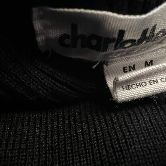 Charlotte Russe Long Sleeve Black Ribbed Top with Quarter Zip - Picture 2 of 3